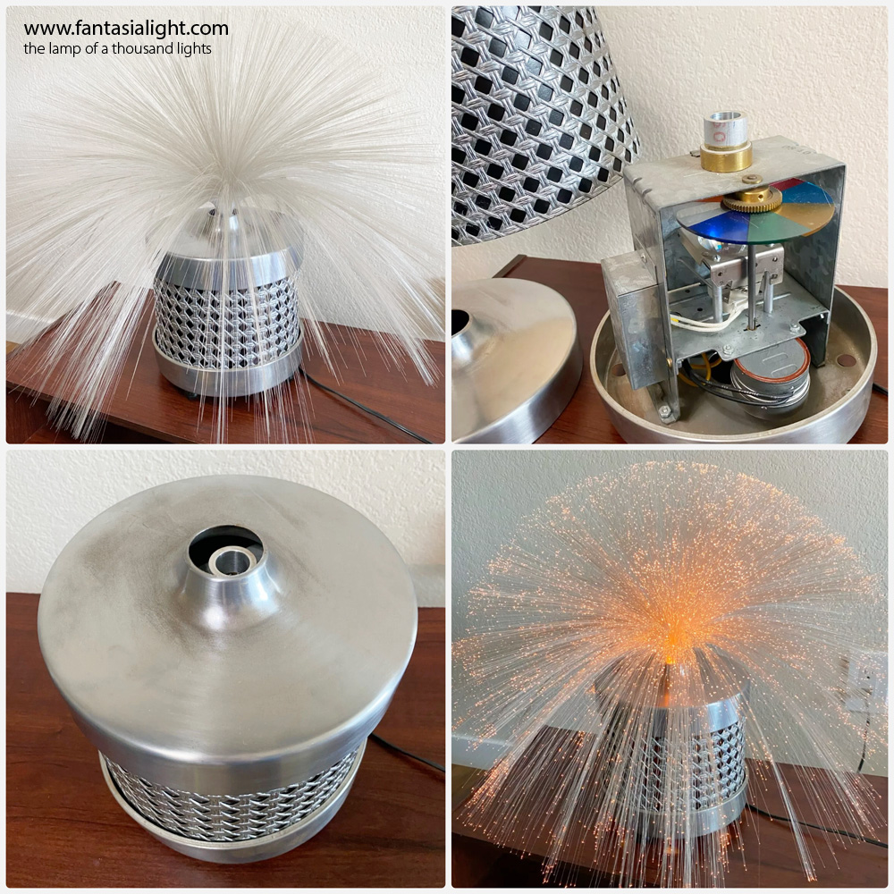 Fantasia Regency - Model 4100 - Tub metallic base model with ornate grill like detailing on the base and a giant spray. Part of Fantasia's Giant fiber optic designs.