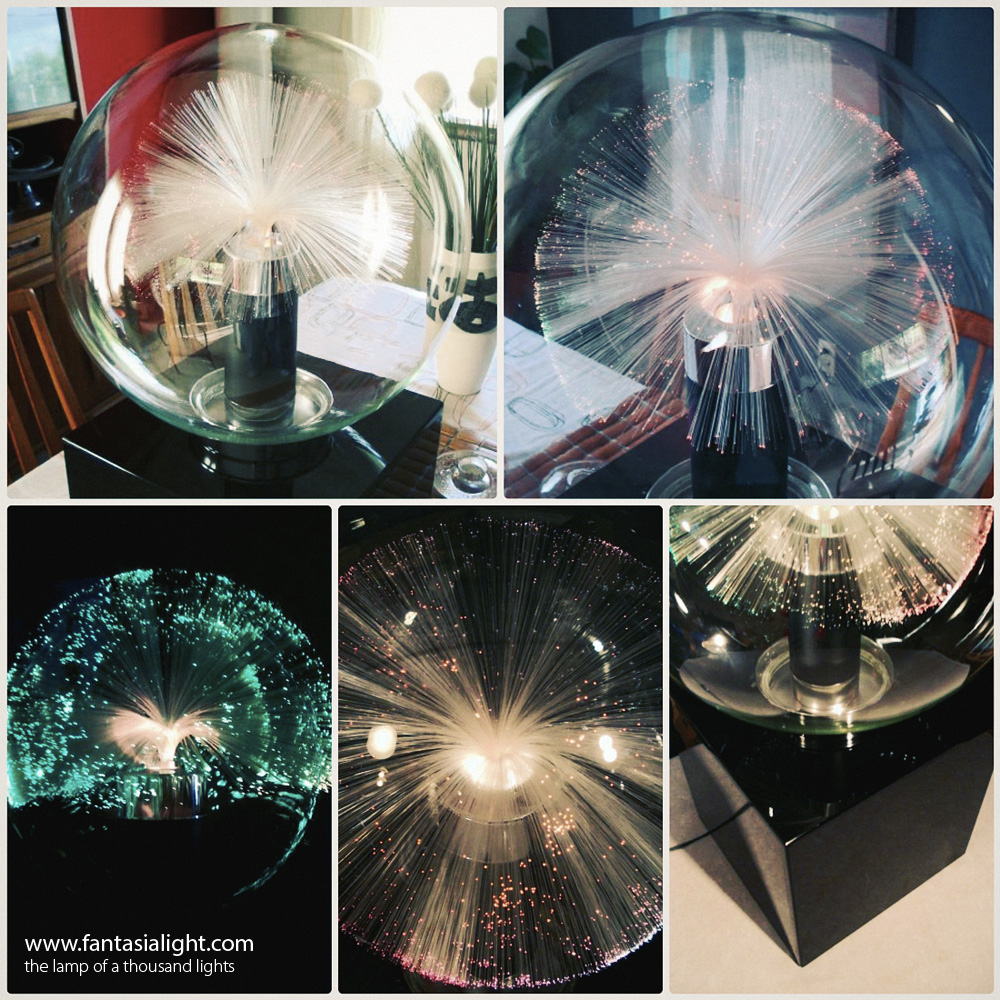 Mystery Fantasia Firefly Bubble Lamp - A take on the Firefly mounted on a black gloss cube and surrounded in a clear ball enclosure. It is unknown if this was a commercial model, a high-end model that was a pre-idea to the Cosmos 5000, a prototype or a tradeshow piece? What we do know, is that these are very beautiful and a few of these have been seen. Images are kind courtesy of Acidstamp Auctions.