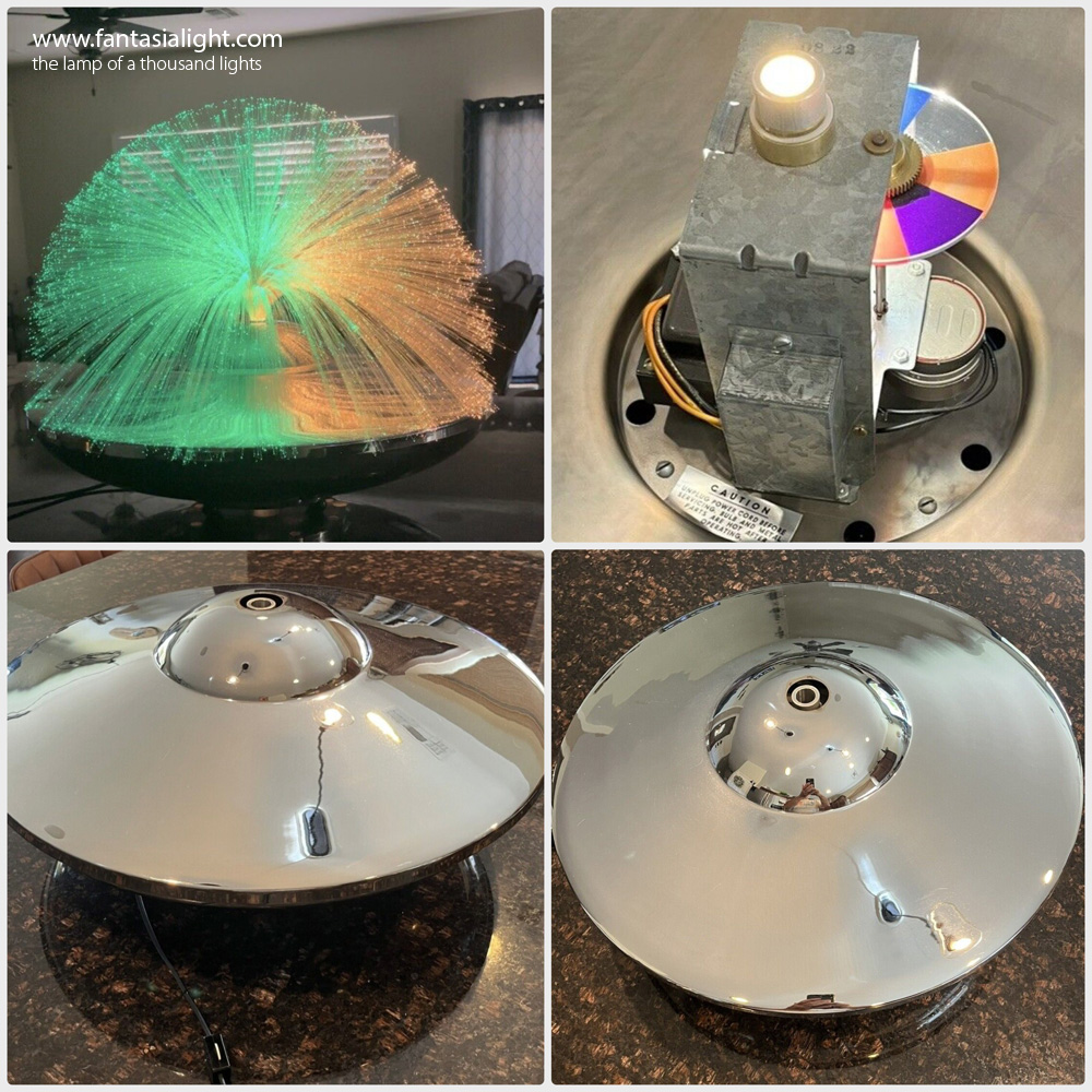 Fantasia Solar 1 - Model 5001 - A dazzling design that is every bit as spacey as a fiber optic lamp. Perhaps the most beautiful UFO fiber optic design ever created. There are a number of lamps which look similar to Solar 1, which are of European Origin such as MK3000 manufactured by Cima International in Germany. Solar 1 is a truly spectacular giant lamp. Enjoy the images below which display the exterior and interior of Fantasia Solar 1. Images are kind courtesy of different sources including Kristopher Steel.